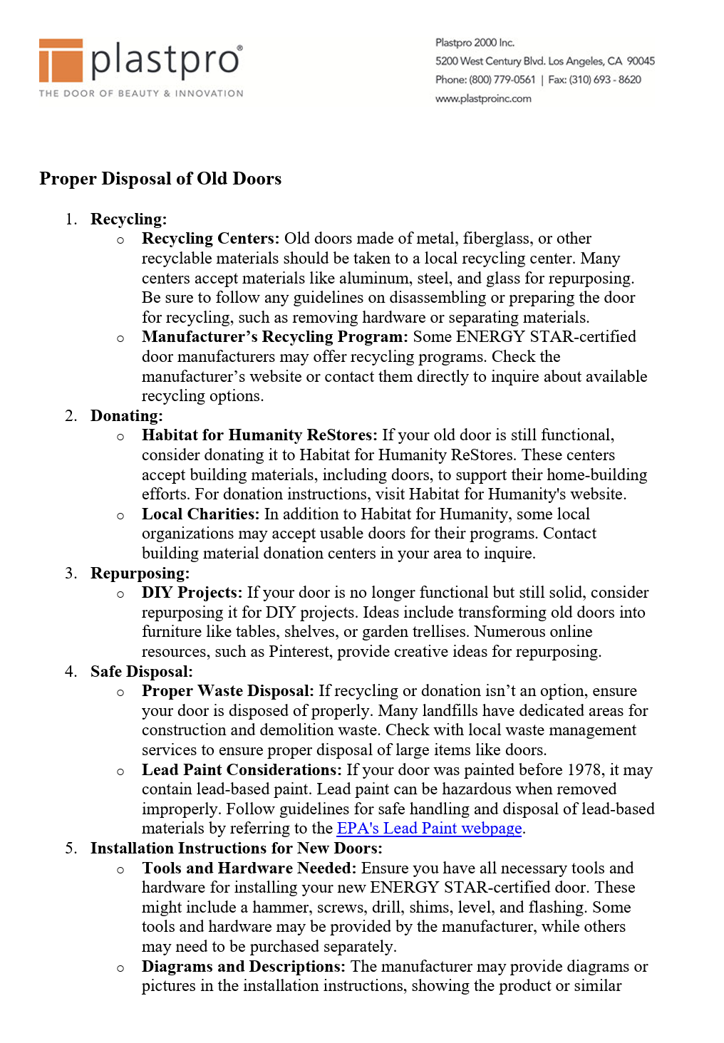 Old Door Disposal Procedures